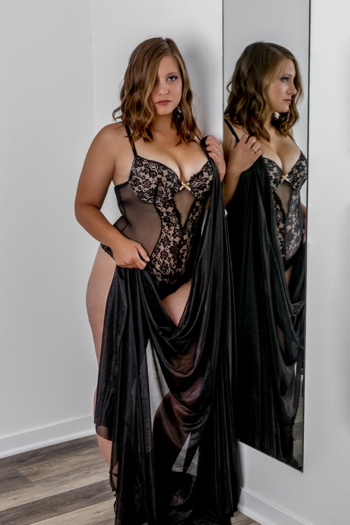 Boudoir portrait with mirror